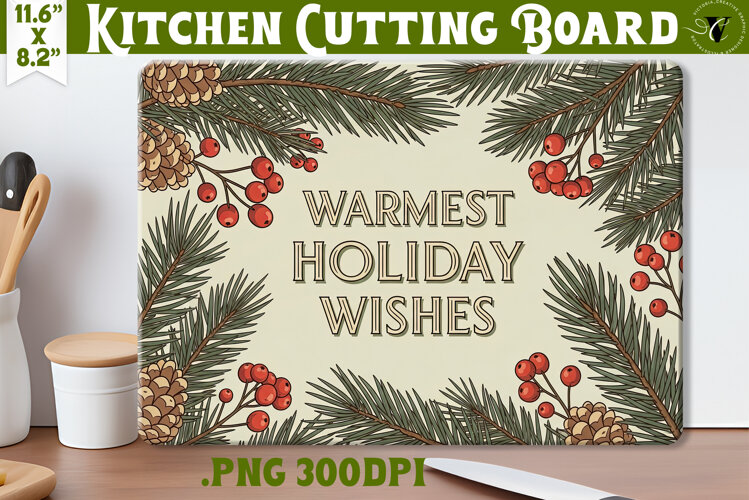 Kitchen Cutting Board | Funny retro Christmas Cutting Board example image 1