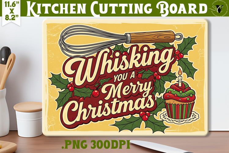 Kitchen Cutting Board | Funny retro Christmas Cutting Board