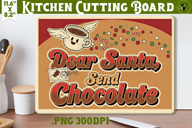 Kitchen Cutting Board | Funny retro Christmas Cutting Board example image 1