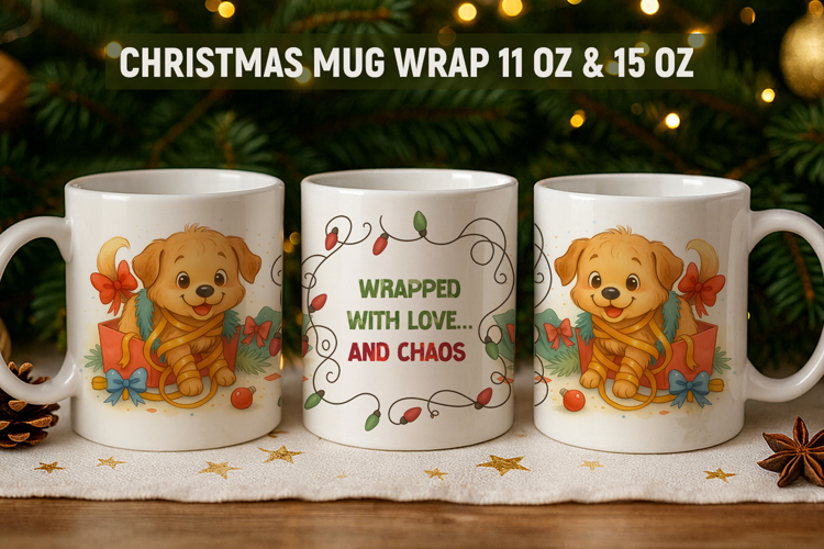 Christmas mug wrap, dog mug wrap, funny mug wrap