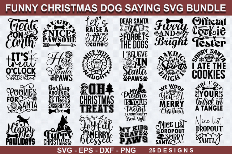 Funny Christmas Dog Saying SVG Bundle , Christmas Dog Design