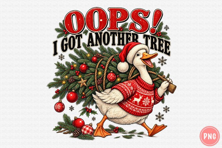 Oops! I Got Another Tree PNG | Funny Christmas Goose Png example image 1