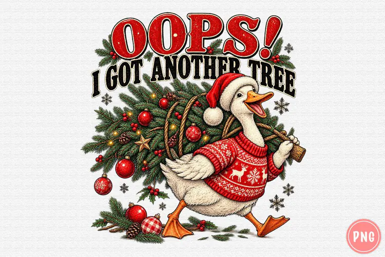 Oops! I Got Another Tree PNG | Funny Christmas Goose Png