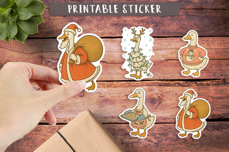 Funny Christmas Goose Stickers | Christmas gift stickers