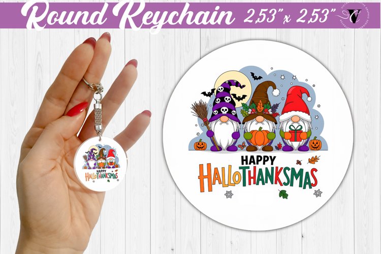 Round Keychain | Christmas | Funny Gnomes