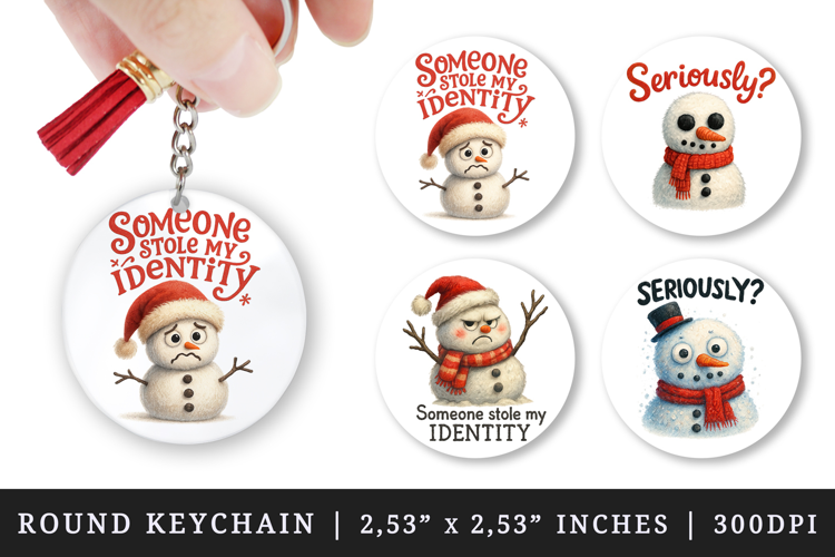 Funny Christmas round keychain pintable sublimation design