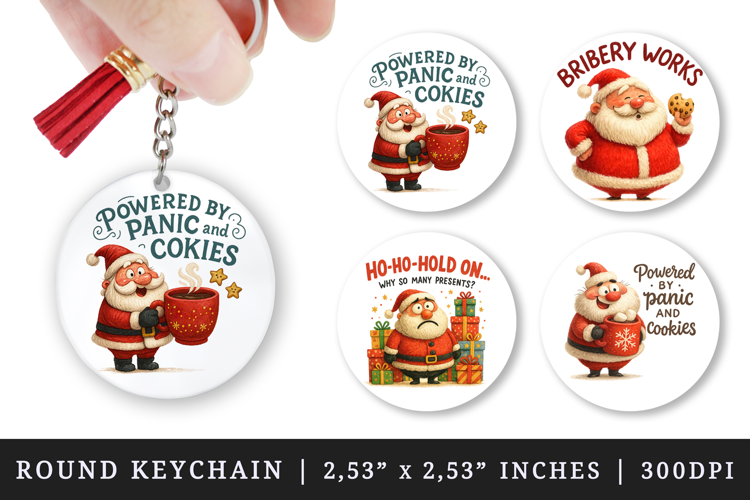 Funny Christmas round keychain pintable sublimation design