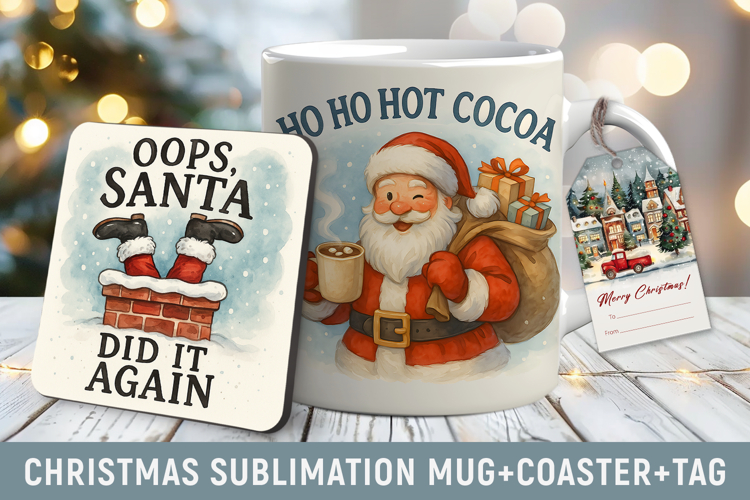 Funny Christmas Mug, Christmas Coaster, christmas tag
