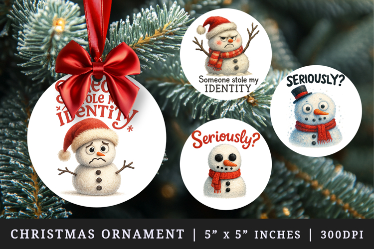 Funny Christmas round ornaments sublimation design