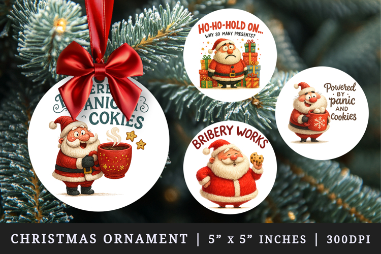 Funny Christmas round ornaments sublimation design
