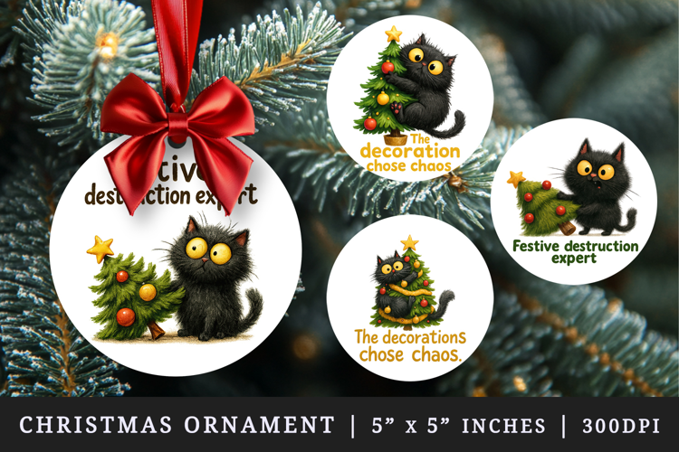 Funny Christmas round ornaments sublimation design