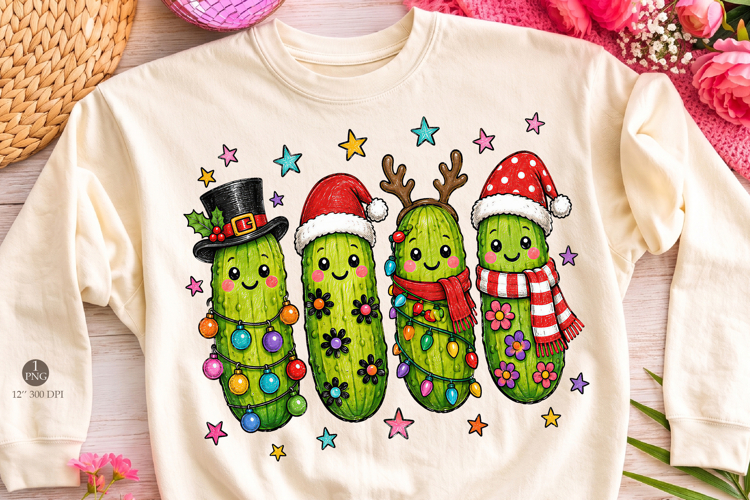 Funny Christmas Pickle PNG, Cute Holiday Cucumber With Light