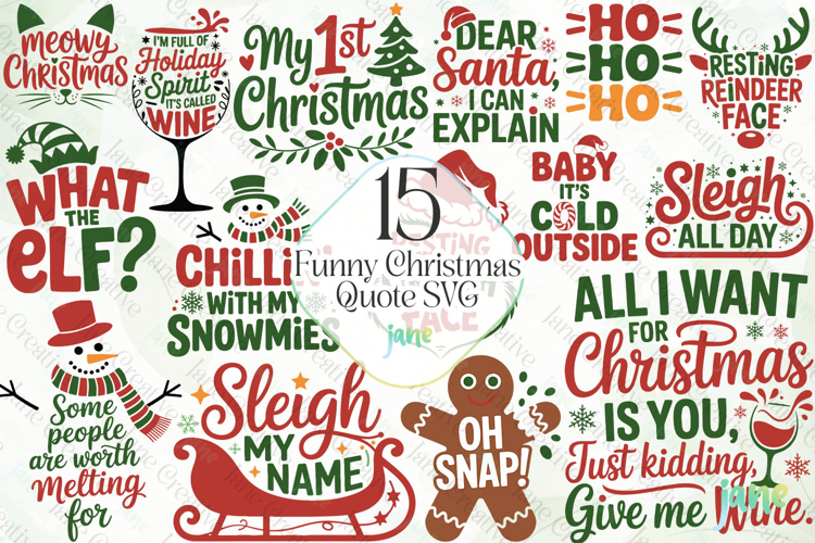 Funny Christmas Quote SVG PNG Bundle