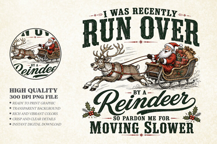 Funny Christmas Reindeer Apparel PNG, Holiday Santa Shirt example image 1