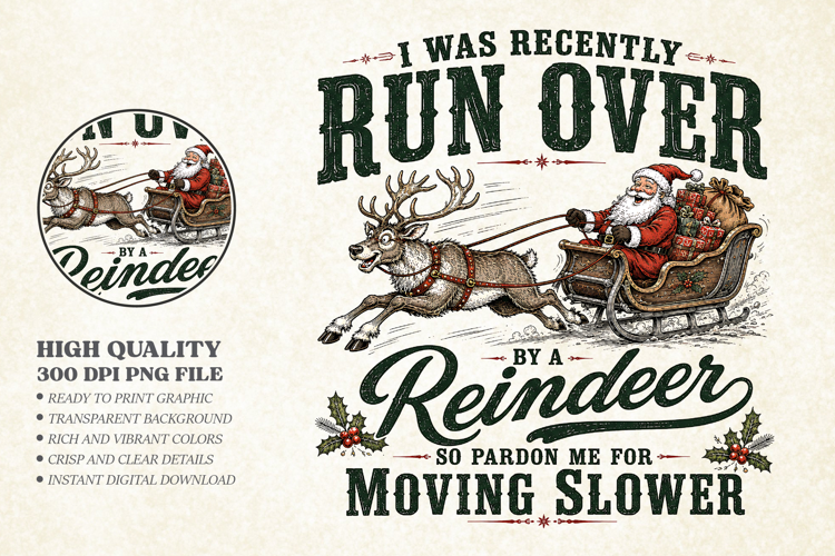 Funny Christmas Reindeer Apparel PNG, Holiday Santa Shirt