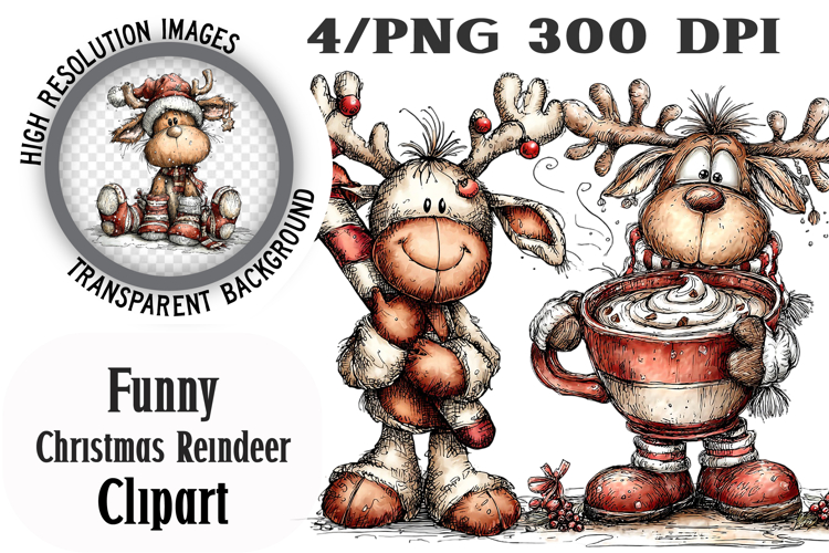Funny Christmas Reindeer Clipart PNG