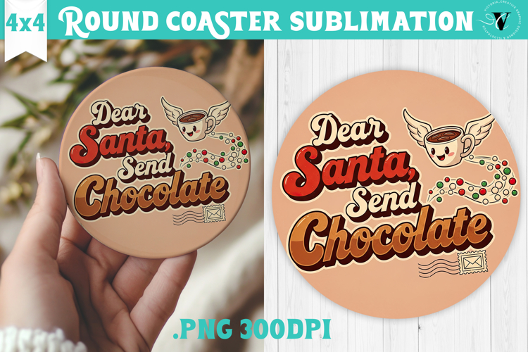 Christmas Round Coaster | Funny retro style