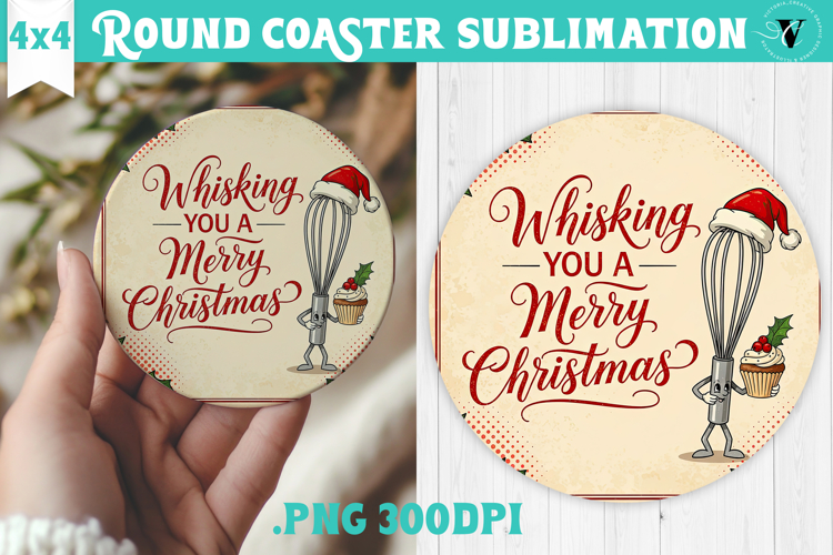Christmas Round Coaster | Funny retro style