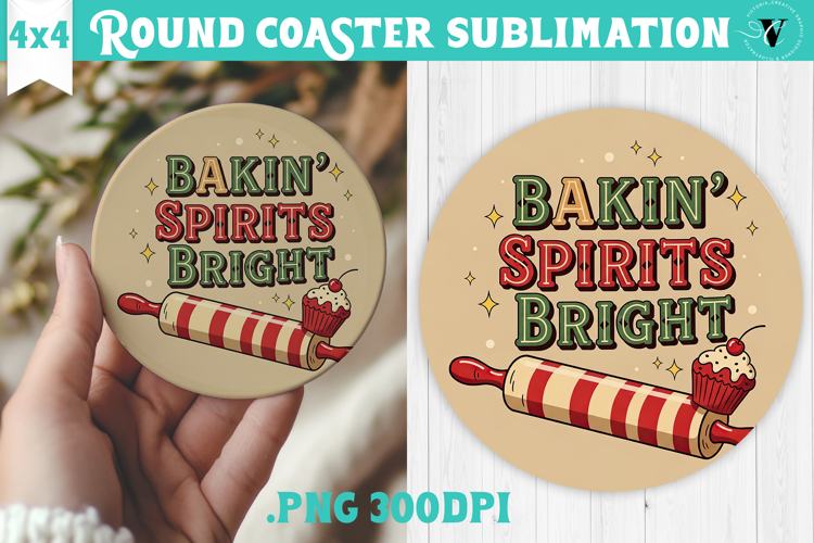 Christmas Round Coaster | Funny retro style