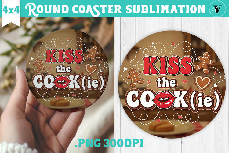 Christmas Round Coaster | Funny retro style