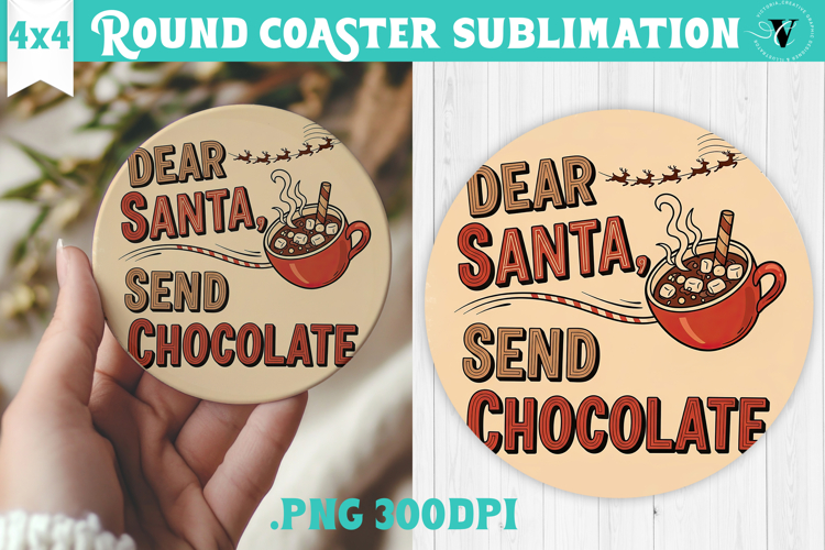 Christmas Round Coaster | Funny retro style