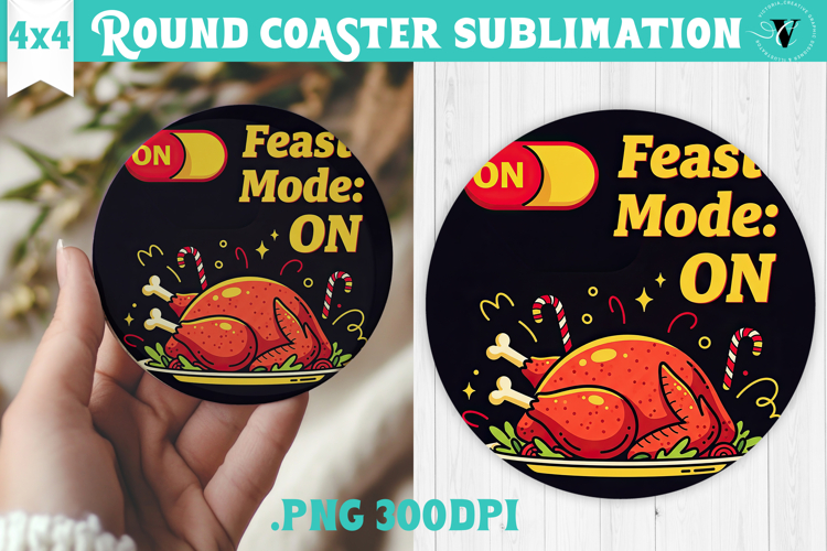 Christmas Round Coaster | Funny retro style