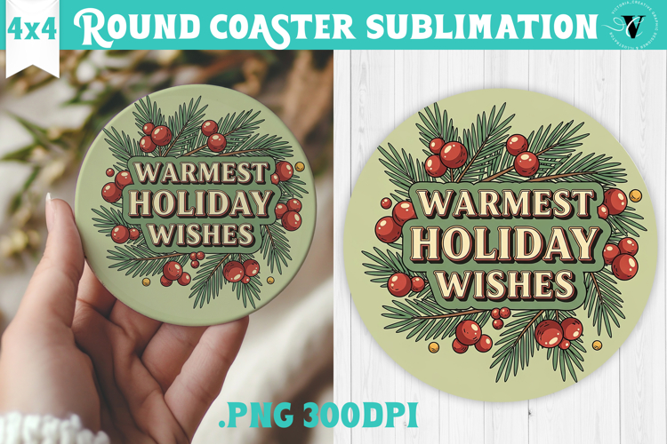 Christmas Round Coaster | Funny retro style