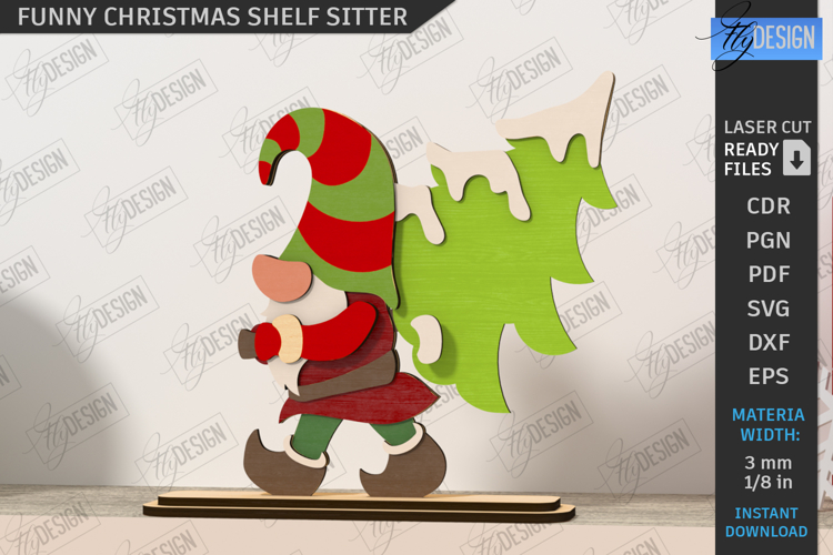 Christmas Shelf Sitter Laser Cut |Christmas Character| Gnome