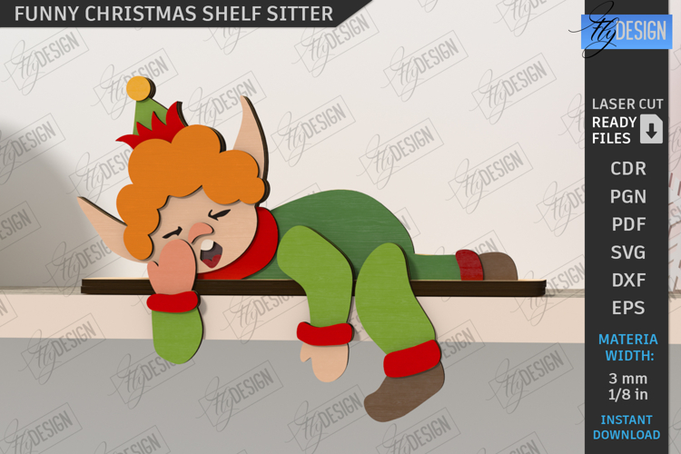 Christmas Shelf Sitter Laser Cut |Xmas Character| Elf SVG