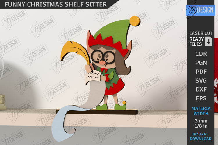 Christmas Shelf Sitter Laser Cut |Xmas Character| Elf SVG