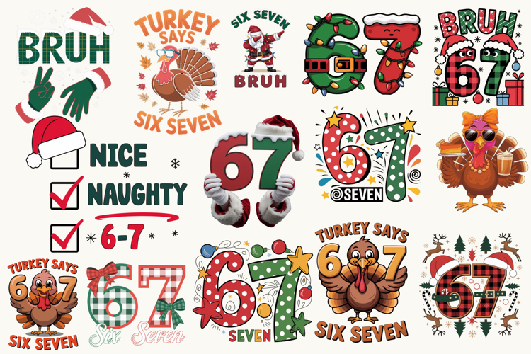 Funny Christmas Six Seven 67 Bundle Png