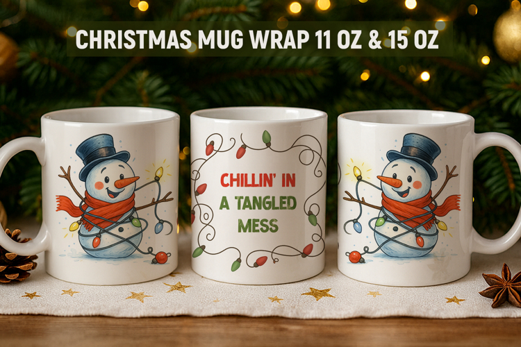 Funny Christmas Mug Wrap, Snowman mug wrap