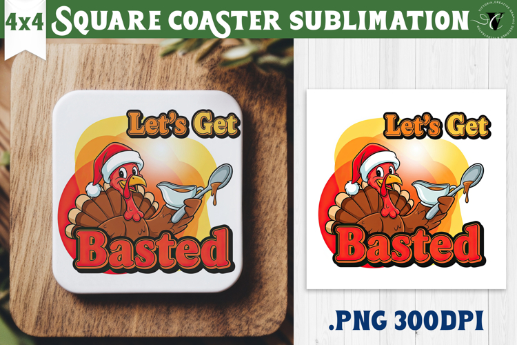 Christmas Square Coasters | Funny retro style