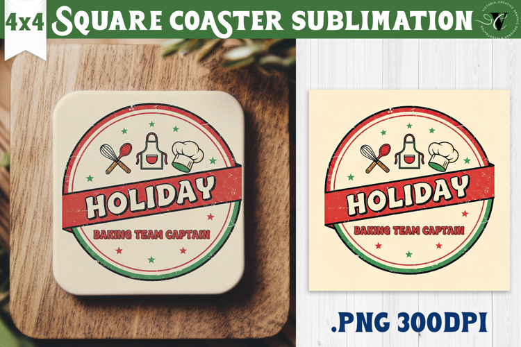 Christmas Square Coasters | Funny retro style