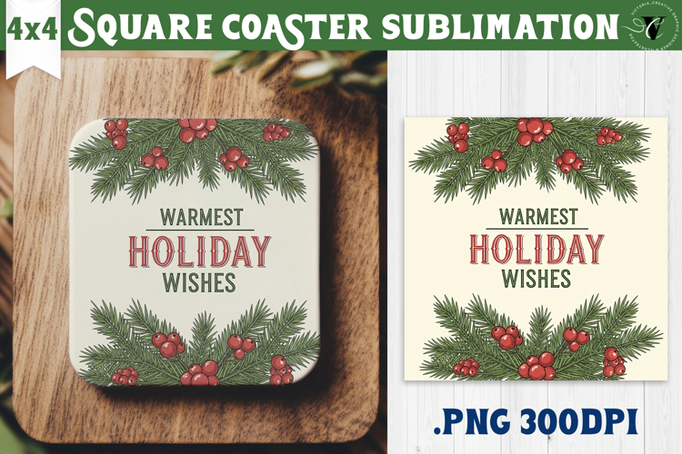 Christmas Square Coasters | Funny retro style