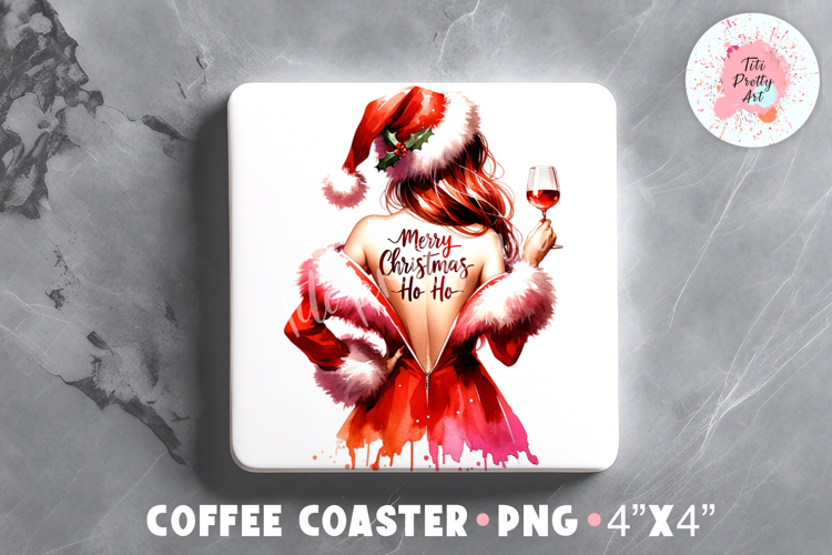 Funny Christmas Square Coaster Sublimation Design Png