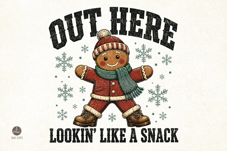 Funny Christmas t-shirt design Png - Cute gingerbread design example image 1