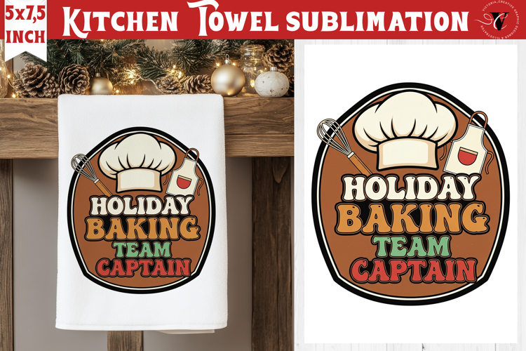Christmas kitchen towel sublimation | Holiday baking print