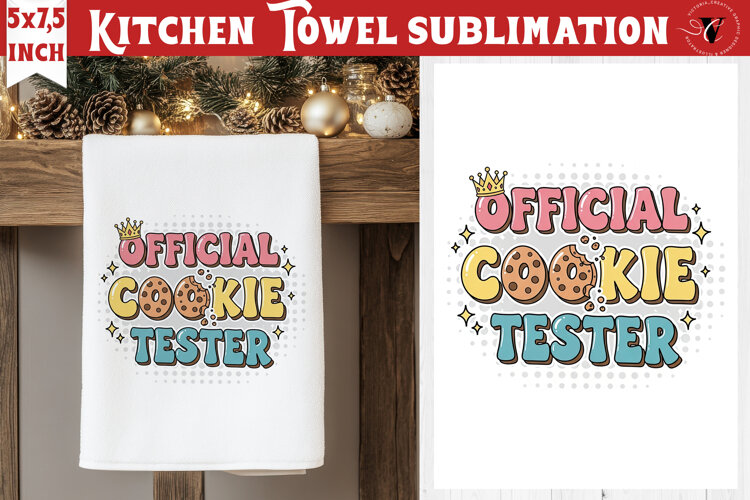 Christmas kitchen towel sublimation | Holiday baking print example image 1