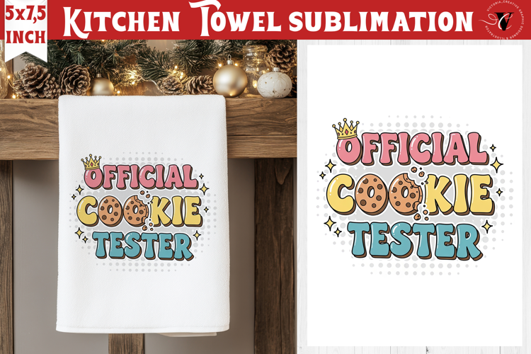 Christmas kitchen towel sublimation | Holiday baking print
