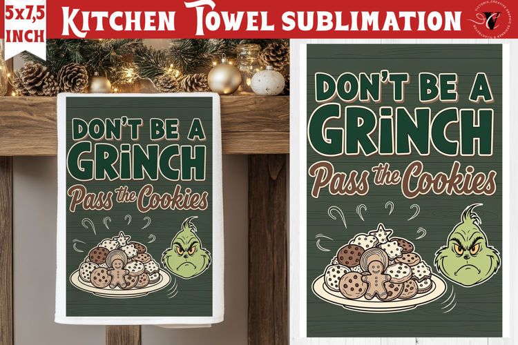 Christmas kitchen towel sublimation | Holiday baking print