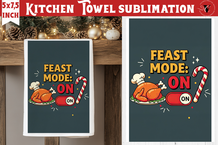 Christmas kitchen towel sublimation | Holiday baking print