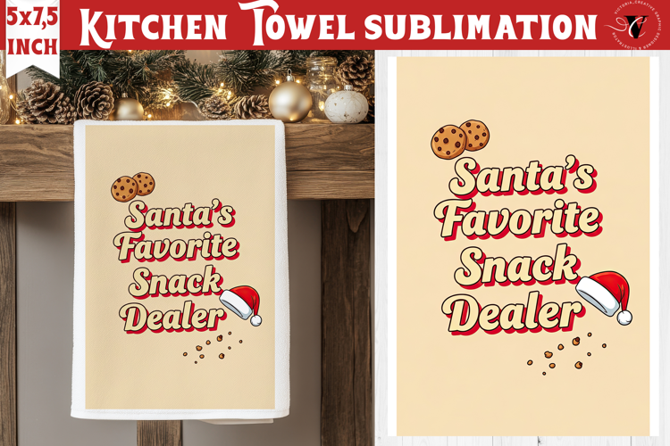 Christmas kitchen towel sublimation | Holiday baking print