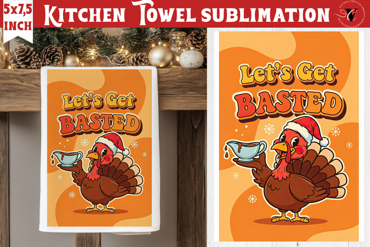 Christmas kitchen towel sublimation | Holiday baking print