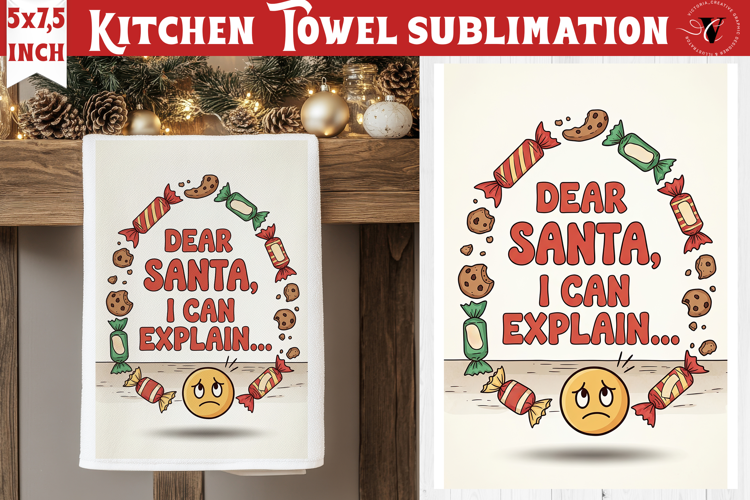 Christmas kitchen towel sublimation | Holiday baking print