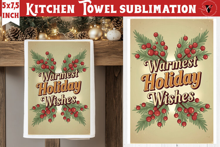 Christmas kitchen towel sublimation | Holiday baking print example image 1