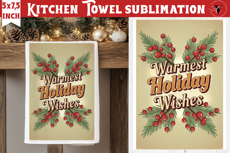 Christmas kitchen towel sublimation | Holiday baking print