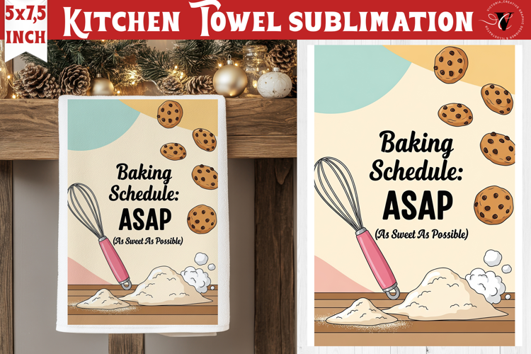 Christmas kitchen towel sublimation | Holiday baking print