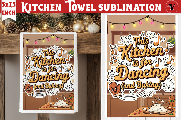 Christmas kitchen towel sublimation | Holiday baking print