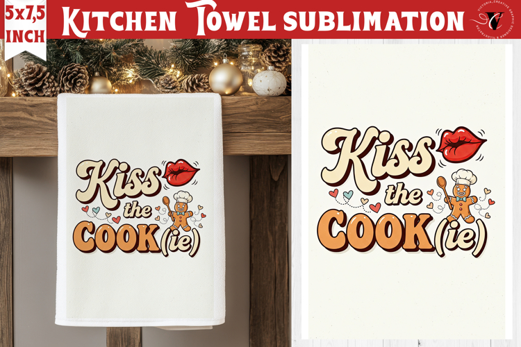Christmas kitchen towel sublimation | Holiday baking print